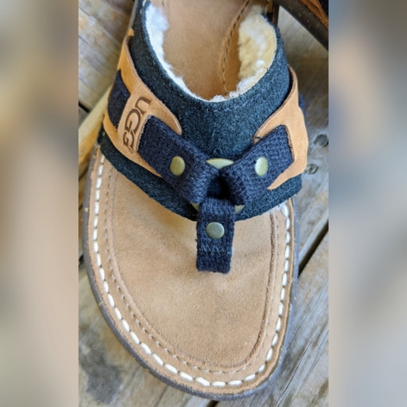 UGG Black , Suede Leather Slides, Sz 6 - Picture 4 of 10